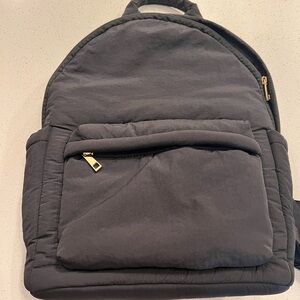 Padded Black Everyday Backpack with Front Zip Pocket